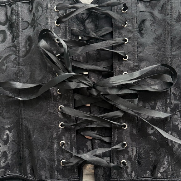 Vintage Black Lace-Up Corset Top Never Worn - Picture 3 of 12